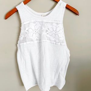 Free People White Crochet Tank Top
